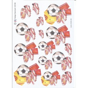 Fodbold m/ r�de bukser og gul tr�je