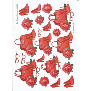 Rd dametaske sko Brille og rose