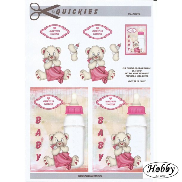 Nuttede pige bamse med klud og flaske