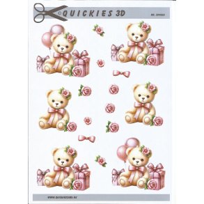 Bamse med gaver og balloner pige