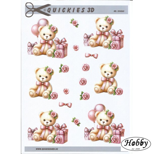 Bamse med gaver og balloner pige