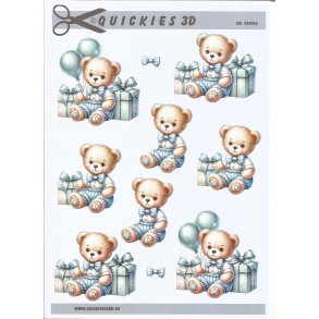 Bamse med gaver og balloner dreng