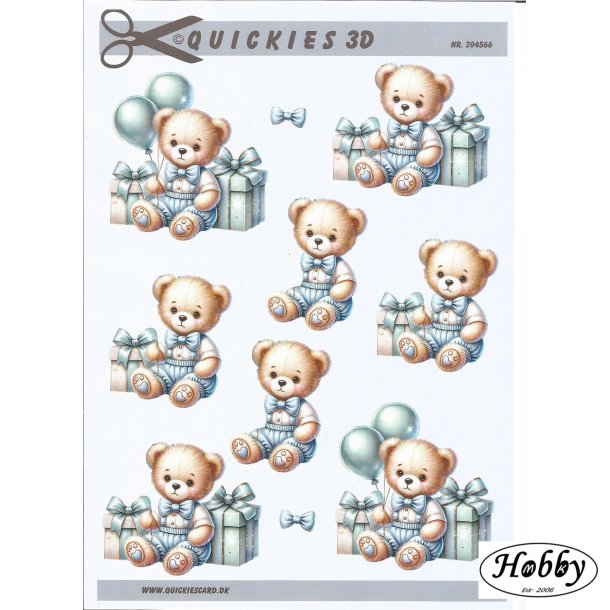 Bamse med gaver og balloner dreng