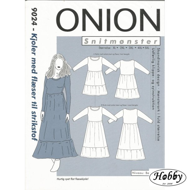 Onion Mnster plus strrelse Kjole med flser