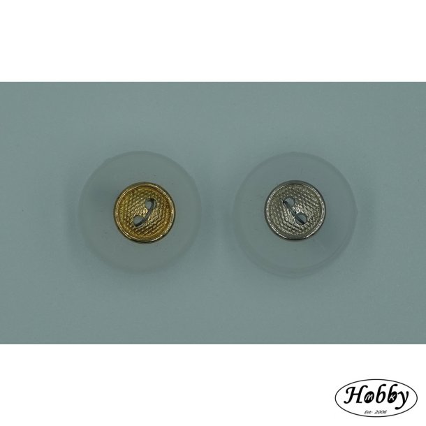 Slv/guld knap plastik 10mm