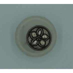 Slv knap med blomst 12mm