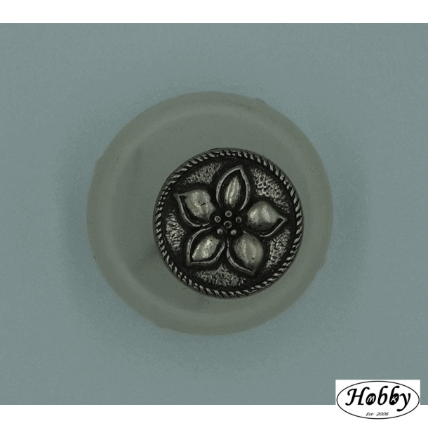 Slv knap med blomst 12mm