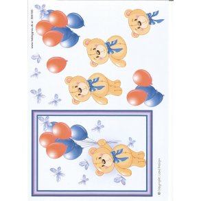 Bamse med balloner lilla