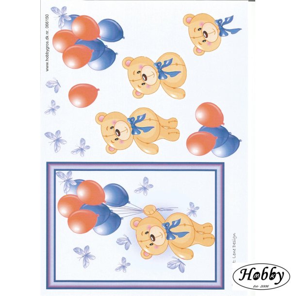 Bamse med balloner lilla