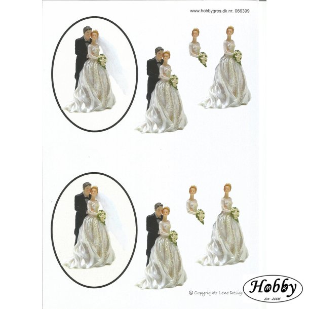 Brudepar i ovalt billede