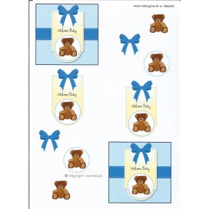 Lysebl� billede m/bamse
