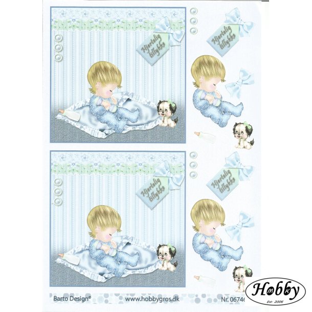 Dreng p� lysebl� pude