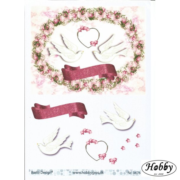 To duer i blomster krans