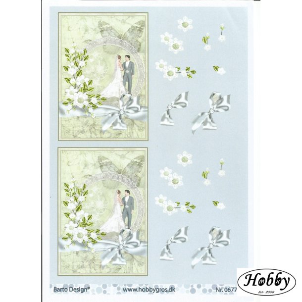 Brudepar i rund ring m/ blomster