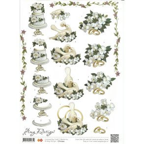 To duer med ringe og hvide blomster