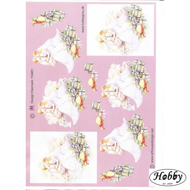 Brudepar p bnk med hatte