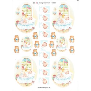 Baby i lysebl� vugge