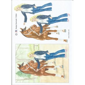 Pige stende med hest telegram