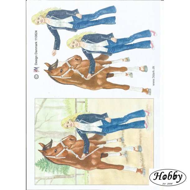 Pige stende med hest telegram