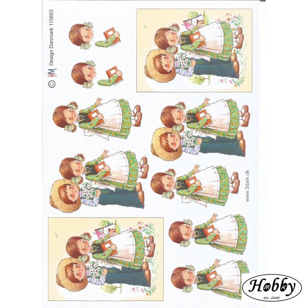 Pige og dreng i grnt tj