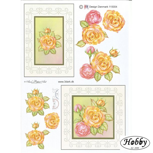 Lyserde og gule roser