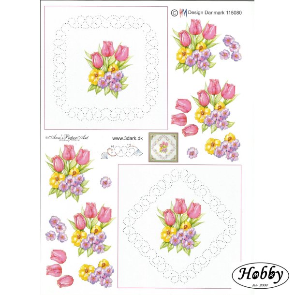 Tulipaner i buket med symotiv