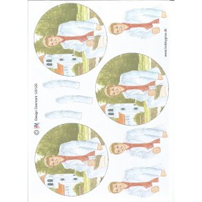 Konfirmand ved kirke rundt billede