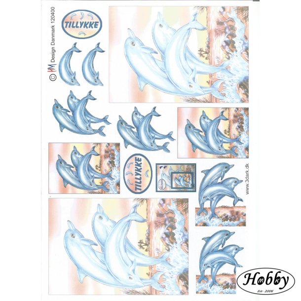 Tillykke kort med delfiner