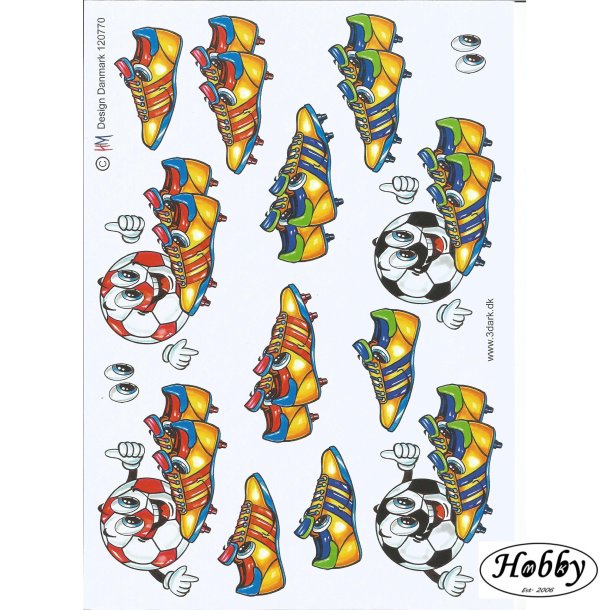 Fodboldsko i rd og bl farve