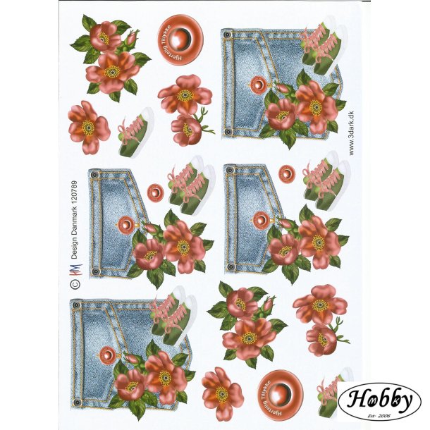 Bukselomme m/ blomster