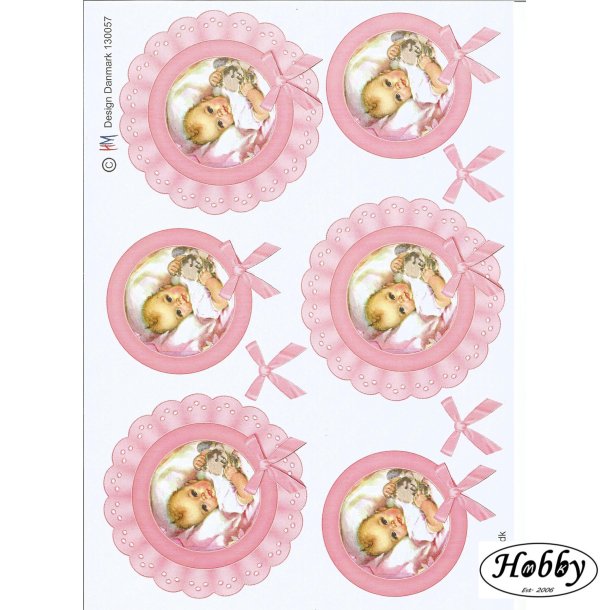 Babypige i lyser�d blonde cirkel