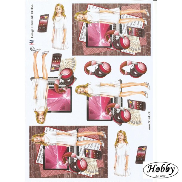 Konfirmationspige med pc, penge og h�retelefoner