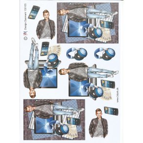 Konfirmations dreng med pc, penge og h�retelefoner