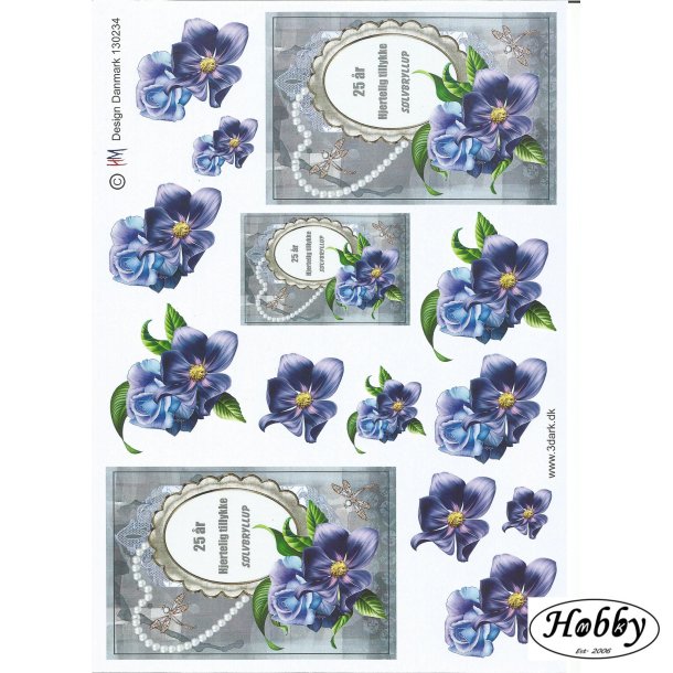 Slvbryllups tekst i bl farver