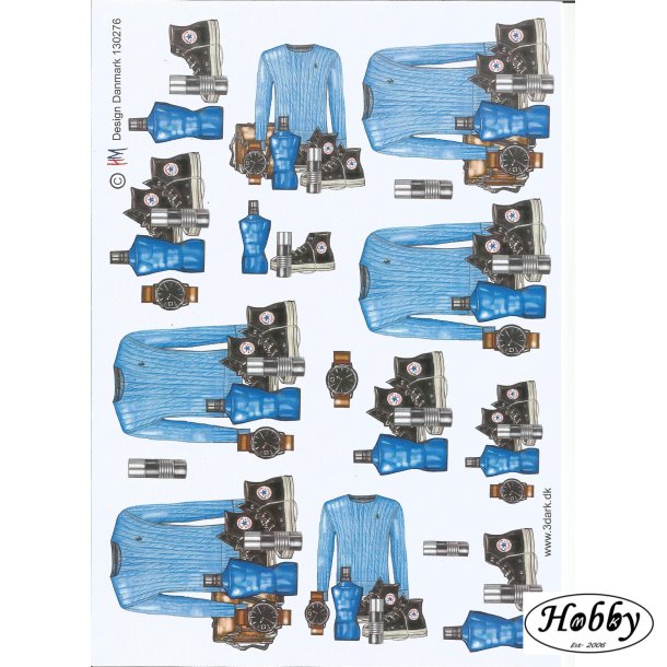 Drengetrje parfume sko og ur i bl farve