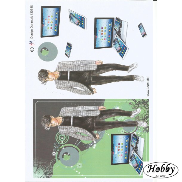 Konfirmationsdreng i gr jakke og pc