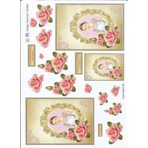 Konfirmationspige i ramme med roser