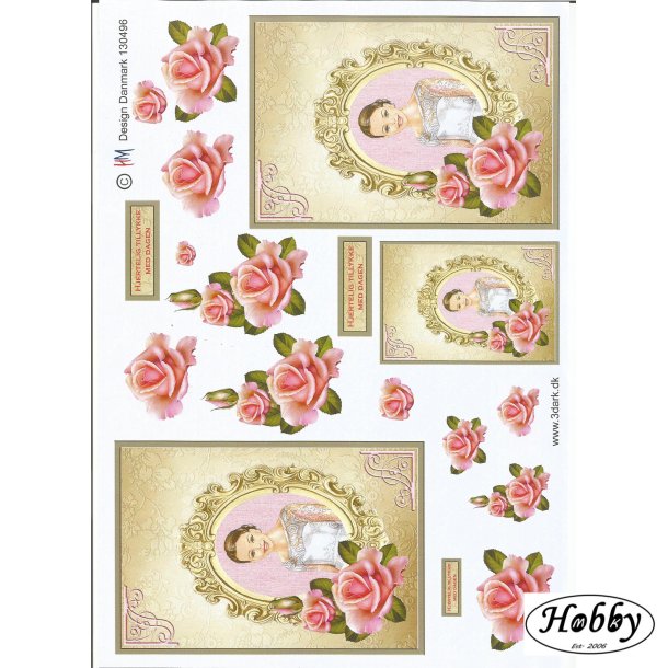 Konfirmationspige i ramme med roser