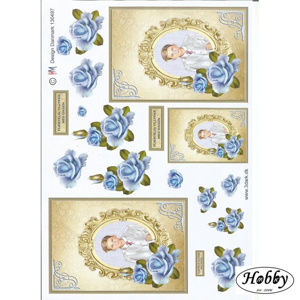 Konfirmationsdreng i ramme med roser