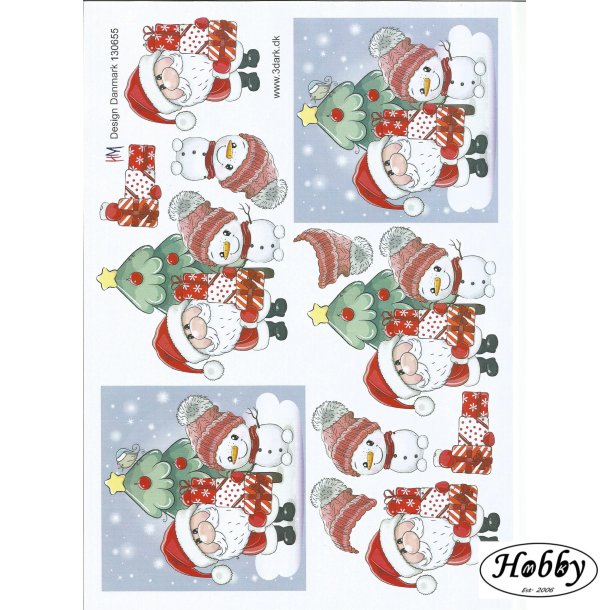 Julemand og snemand ved juletr