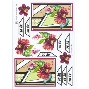 Fdselsdagskort 65 - 80r rde blomster