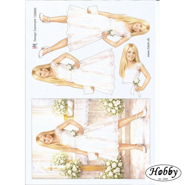 Konfirmationspige i kirke stort kort