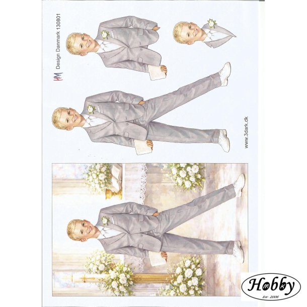 Konfirmationsdreng i kirke stort kort