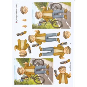 �ldre mand p� elcykel