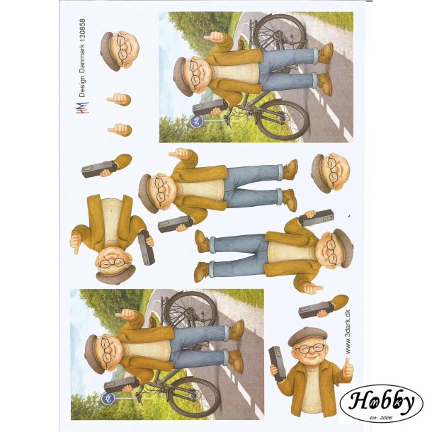 �ldre mand p� elcykel