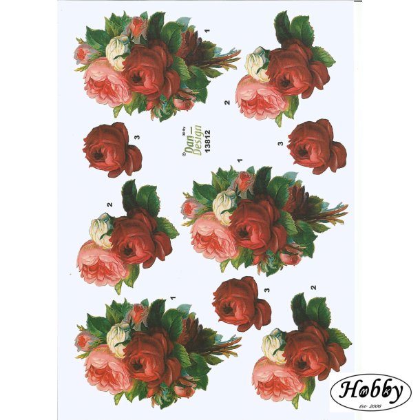 Rde hvide og rosa blomster