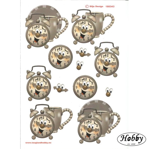 Sjov ur med kop og tallarken