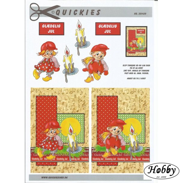 Nisse pige og dreng p grangren med julelys