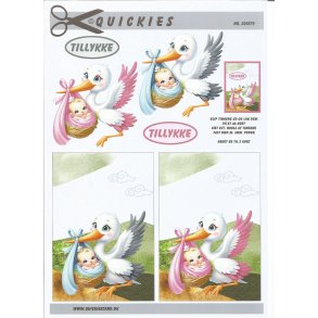 Stork med baby dreng og baby pige