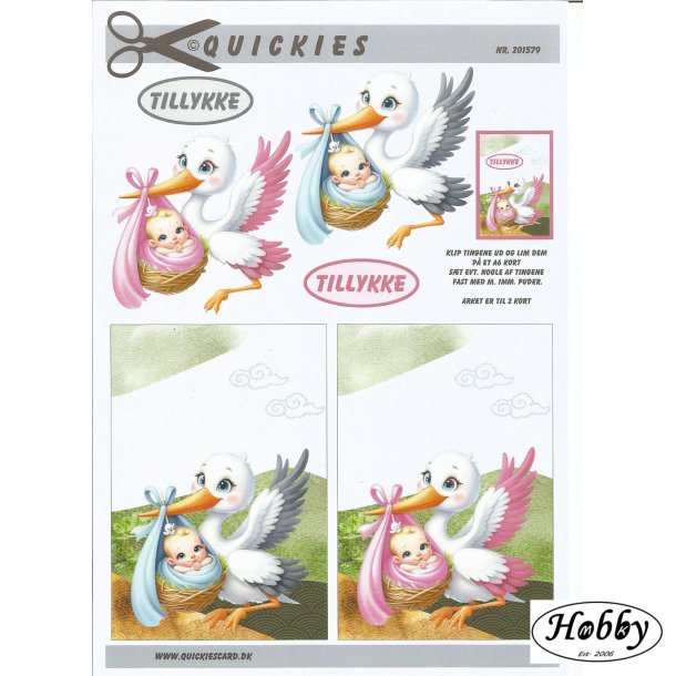 Stork med baby dreng og baby pige